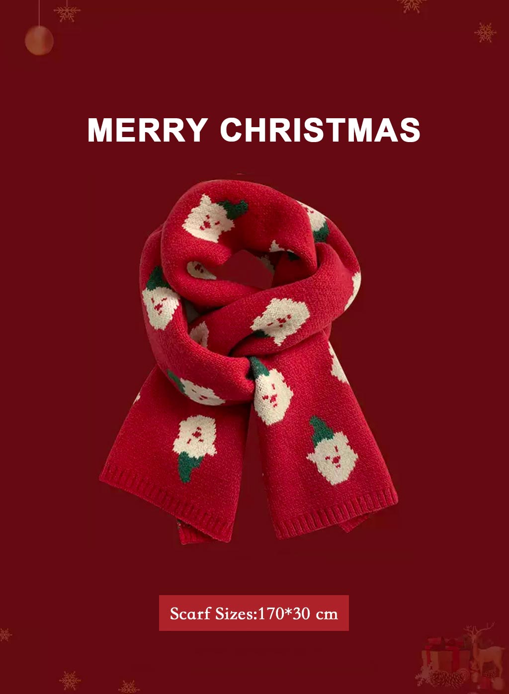 Soft &amp; Warm knitted Christmas scarf - Rosy, OS image