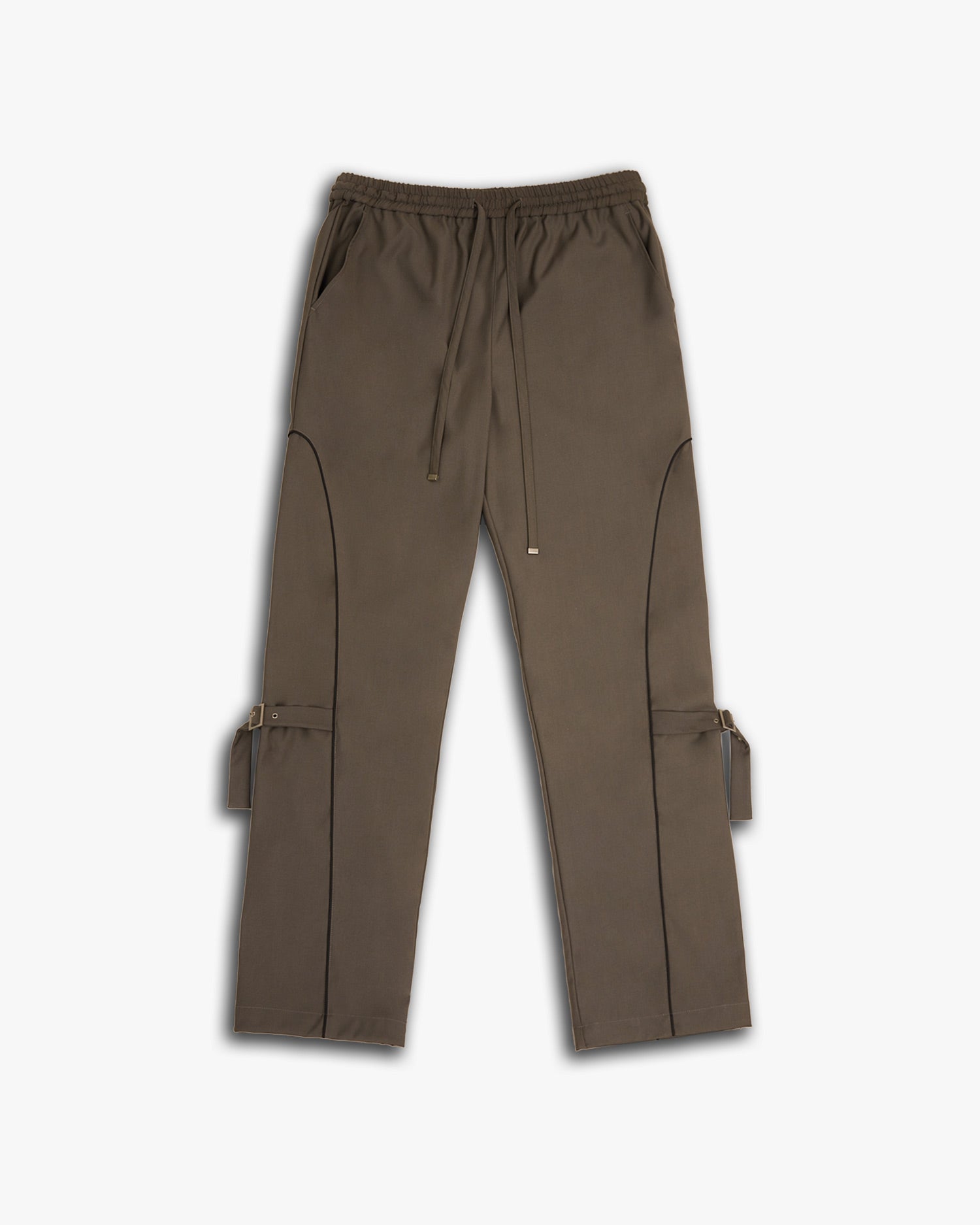 Knee Strapped Pants - Dark Brown, L image