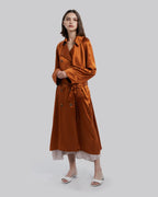 Draped Double-Breasted Trench Coat - Amber, XXL image