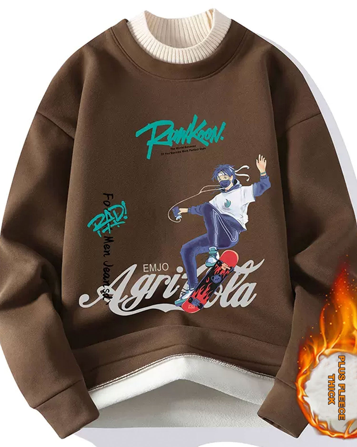 Layered Neck Cotton Pullover - Caramel, XXXL image