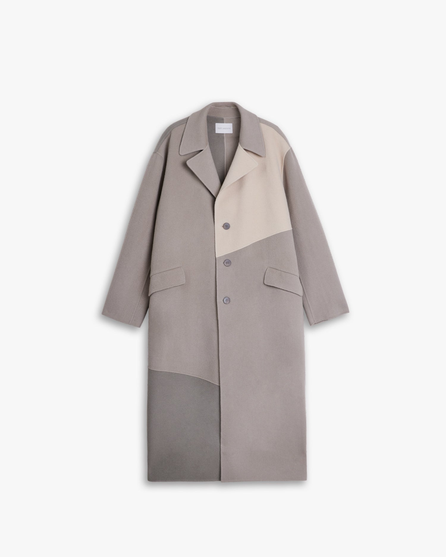 Paneled Pure Wool Coat - Grey, M image
