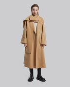 Wide Sleeves Cashmere Wrap Coat - Camel, L image
