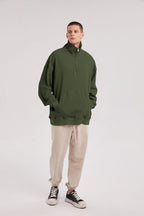 Half-Zip Front Pocket Pullover - Army Green, M image