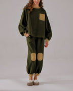 Fleece Color-Block Joggers - ForestGreen, L image