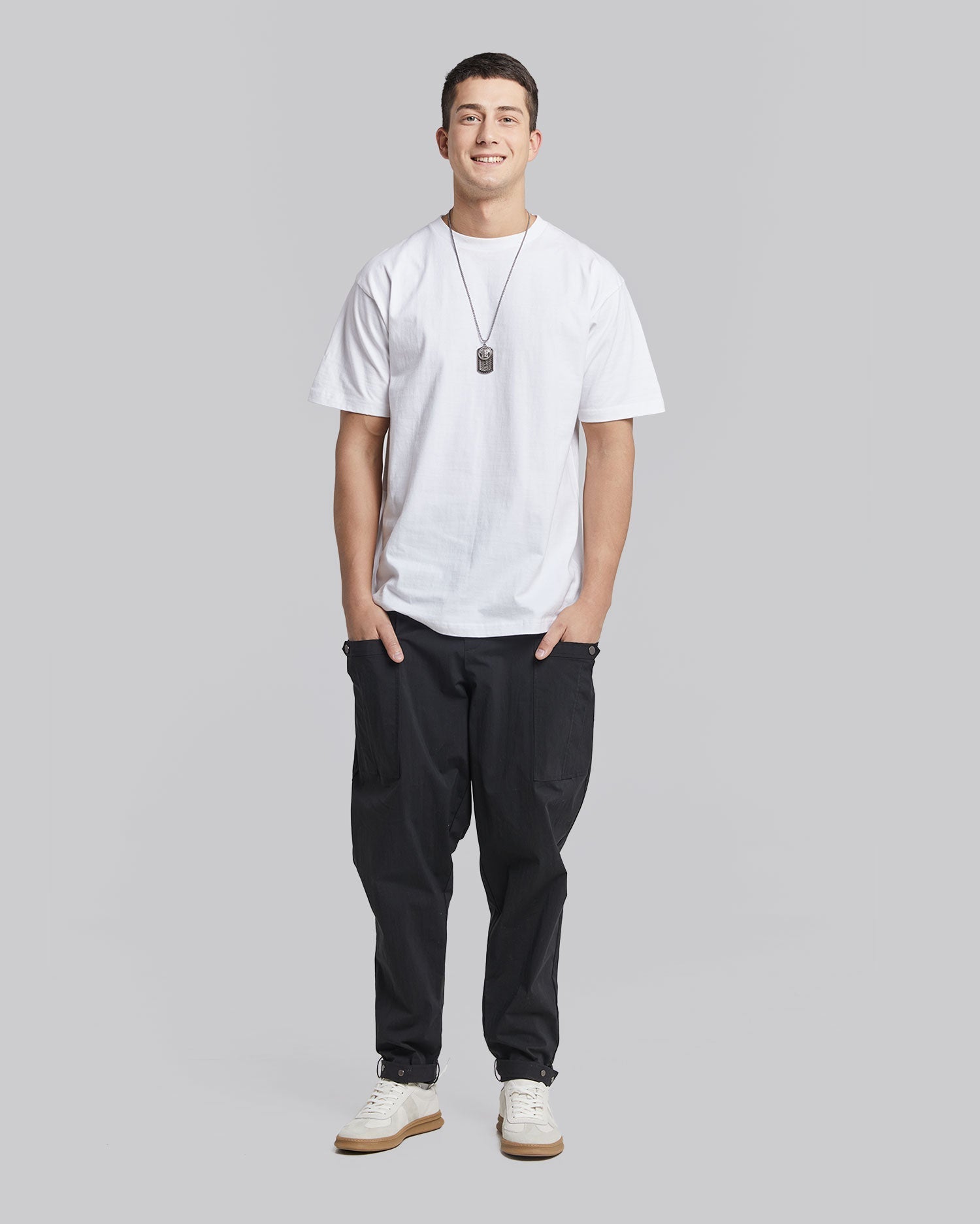 Mid Waist Tapered Leg Pants - Black, M image