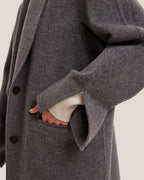 Single-Breasted Back Vent Long Wool Coat image 6