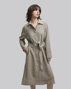 Belted Side Slit Long Shirt Dress image 3