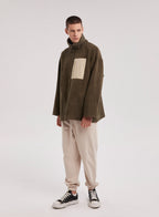 Half-Zip Patch Fleece Sweatshirt - Dark Wood, M image