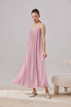 Spaghetti Strap Relaxed Long Dress - Silver Pink, OS image