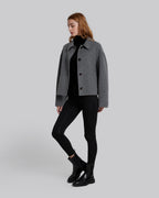 Pure Wool Cut-Off Coat - Grey, S image