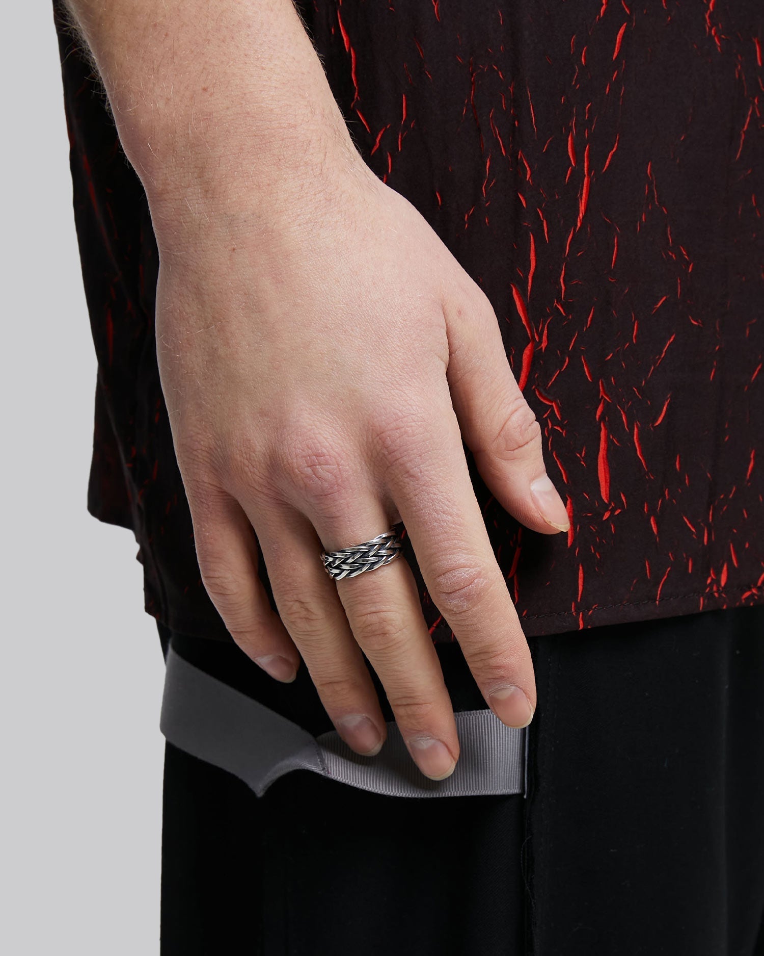 Silver Double Curb-Chain Ring image 0