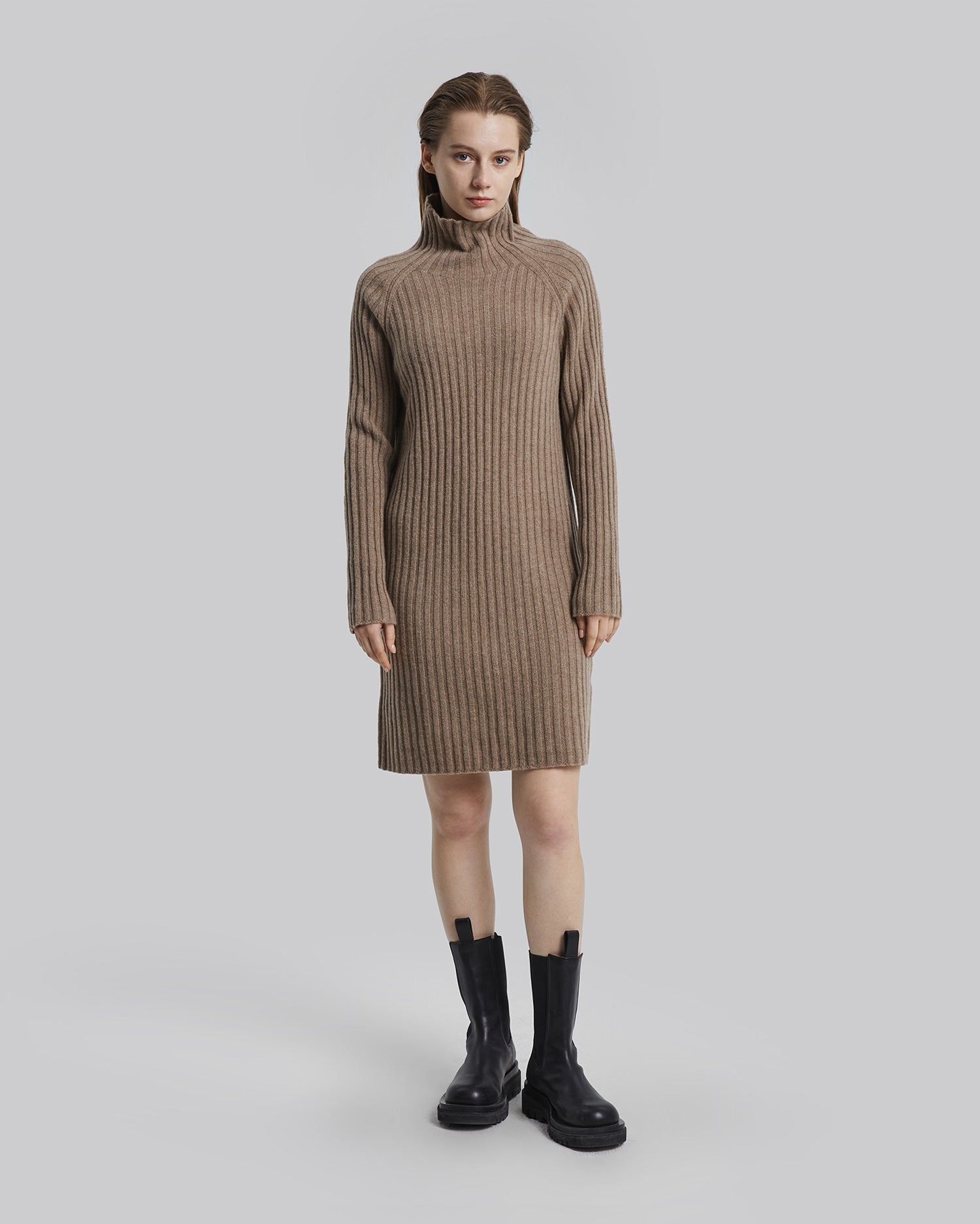 Turtleneck Cashmere Long Sweater - Toast, L image