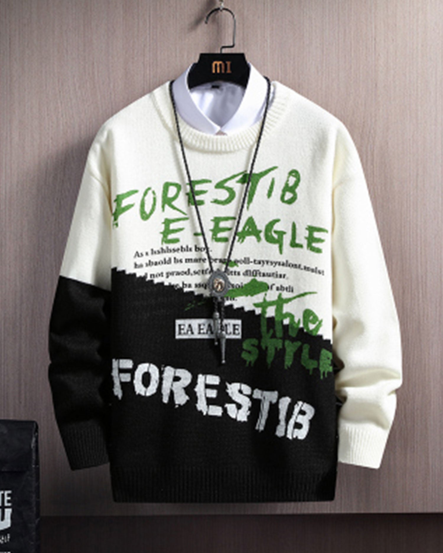 Printed Colorblock Knit Jumper - Black&amp;White, L image