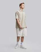Oversized Zip Up Polo Tee - Khaki, XL image