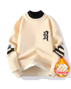 Fake Two-Piece Cotton Sweatshirt - Beige, XXXL image