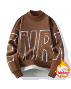Fake Two-Piece Cotton Sweatshirt - Dark Wood, XXXL image