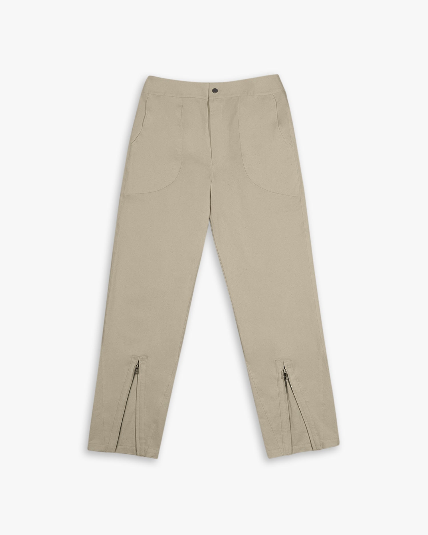 Tapered Pants With Shin Zippers - Khaki, XL image