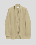 1 × Linen Layered Blazer - Khaki, S image