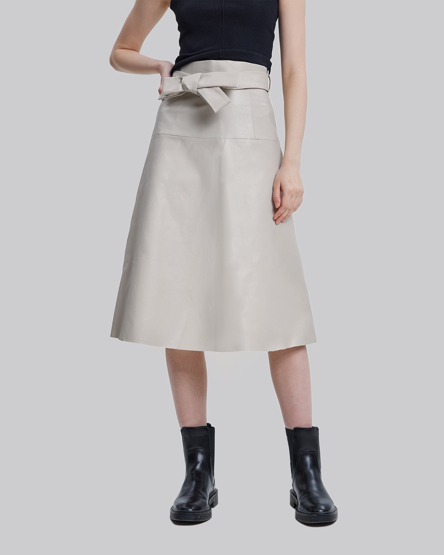 Faux Leather Belted Skirt image 3