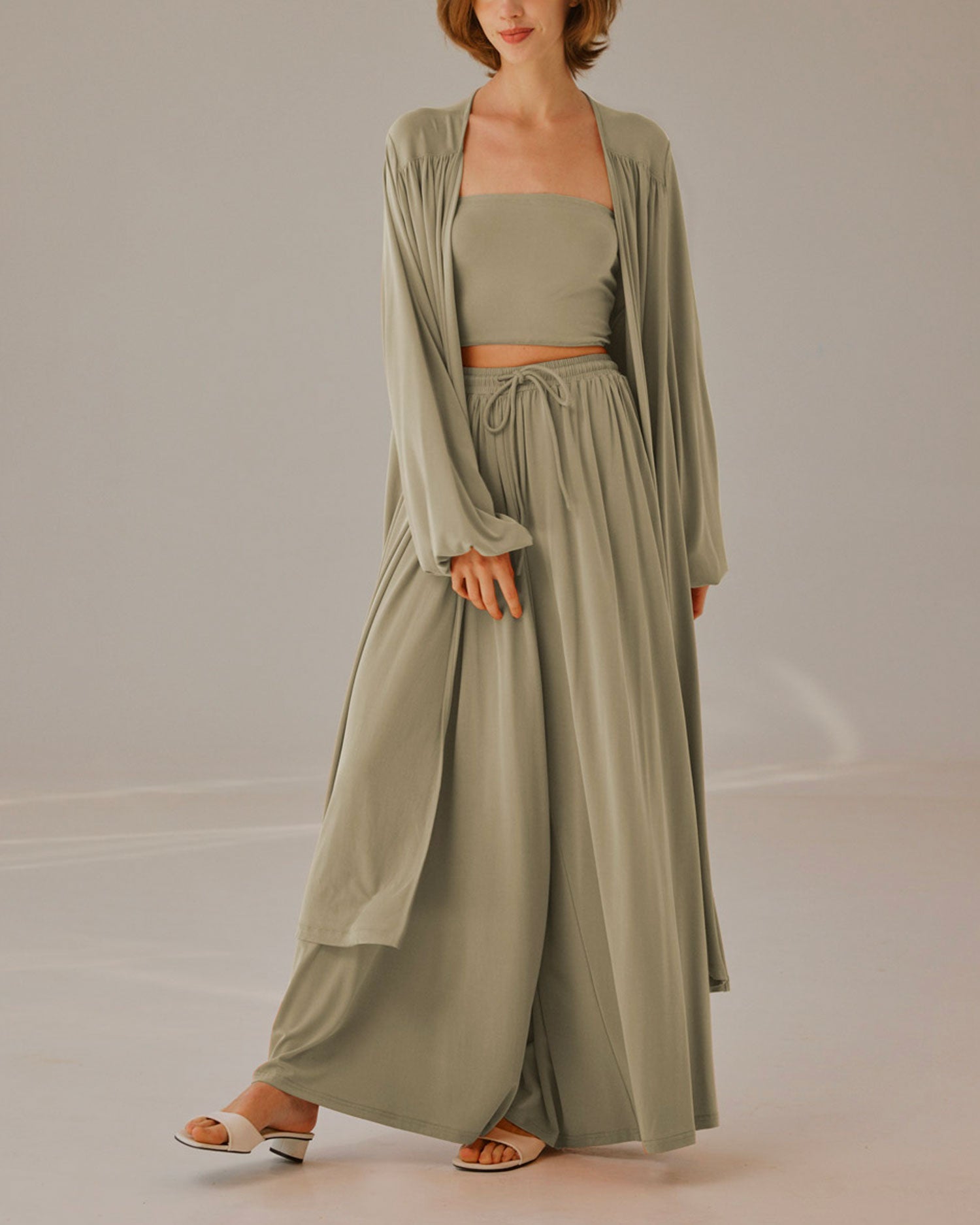 Maxi Pleated Cardigan - Laurel, M image