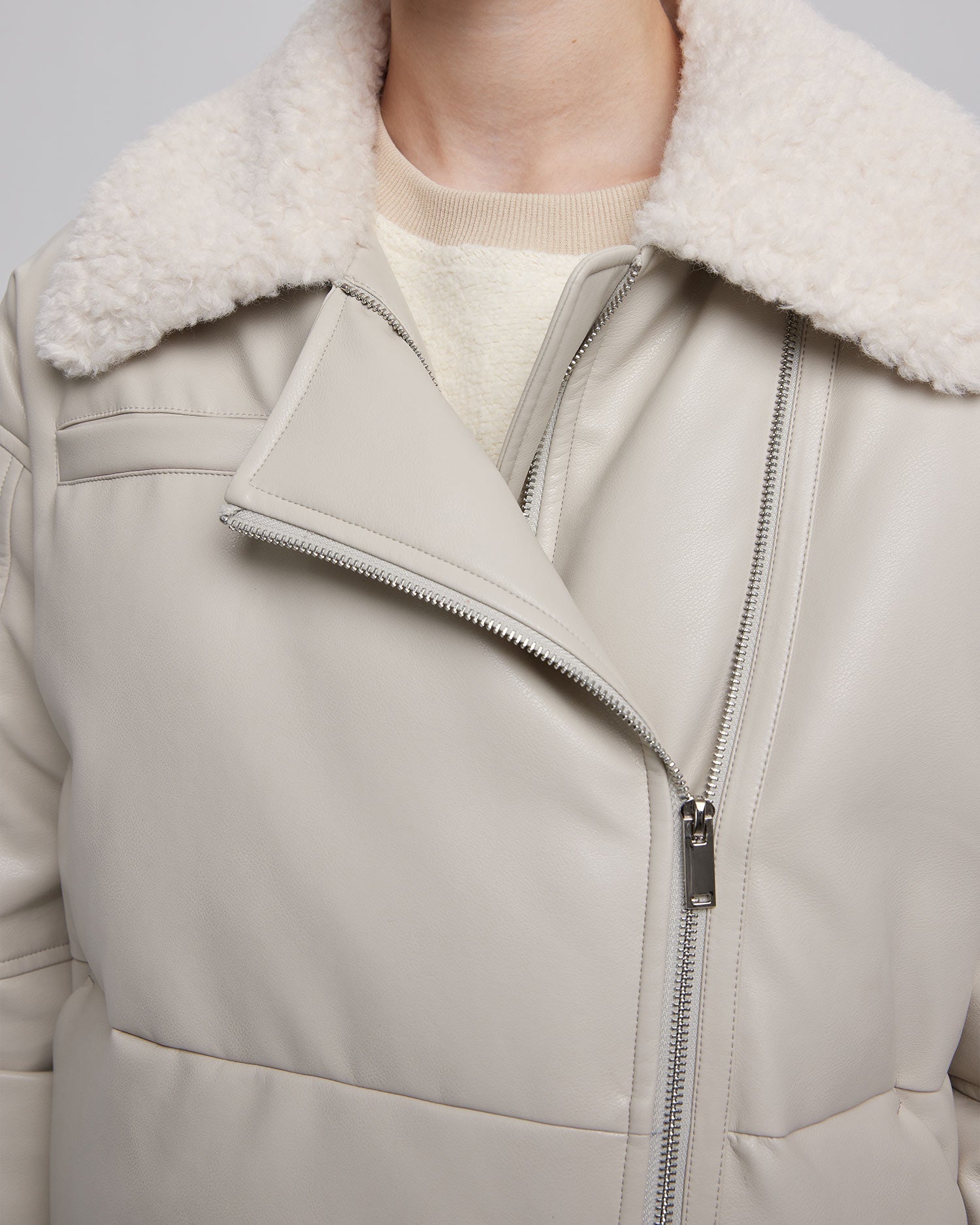 Off-Center Zipper Padded Jacket image 5