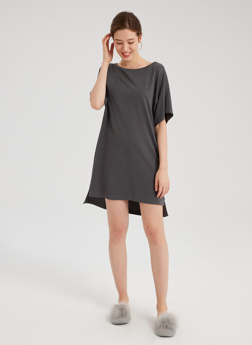 Loose Ripped Dress - Charcoal, L image