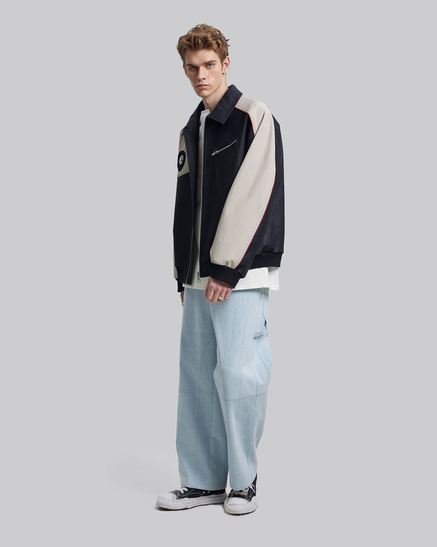 1 X Patchwork Leather-Like Jacket image 3