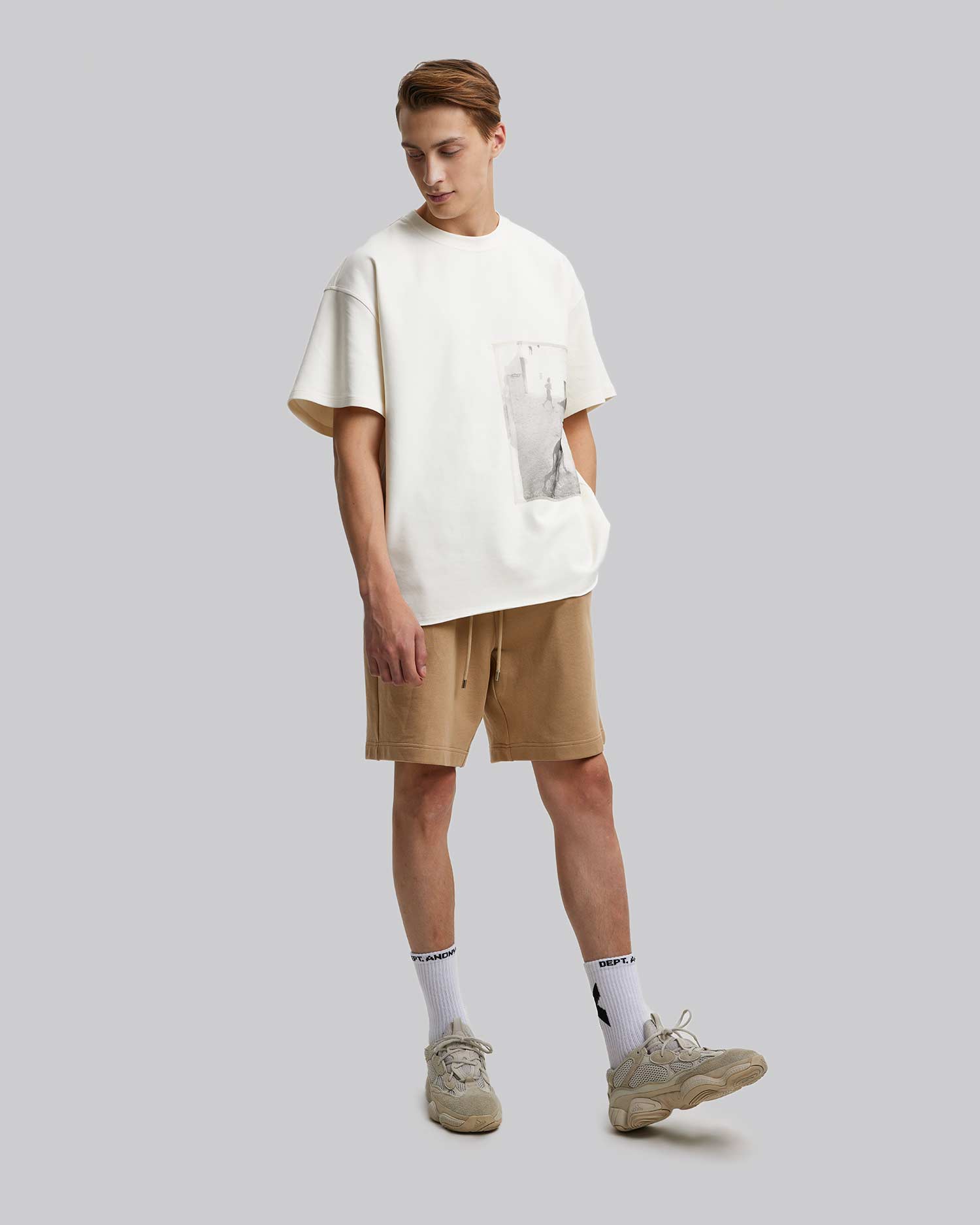 Cotton Track Shorts - Camel, XL image