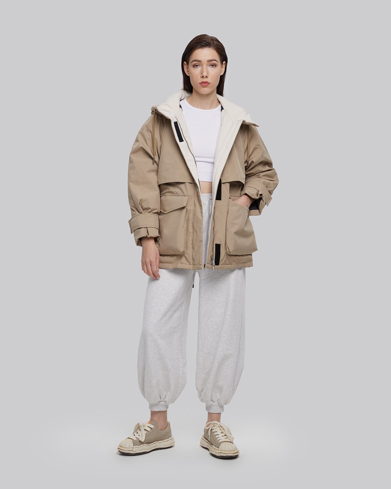 Down Hooded Parka - Khaki, L image