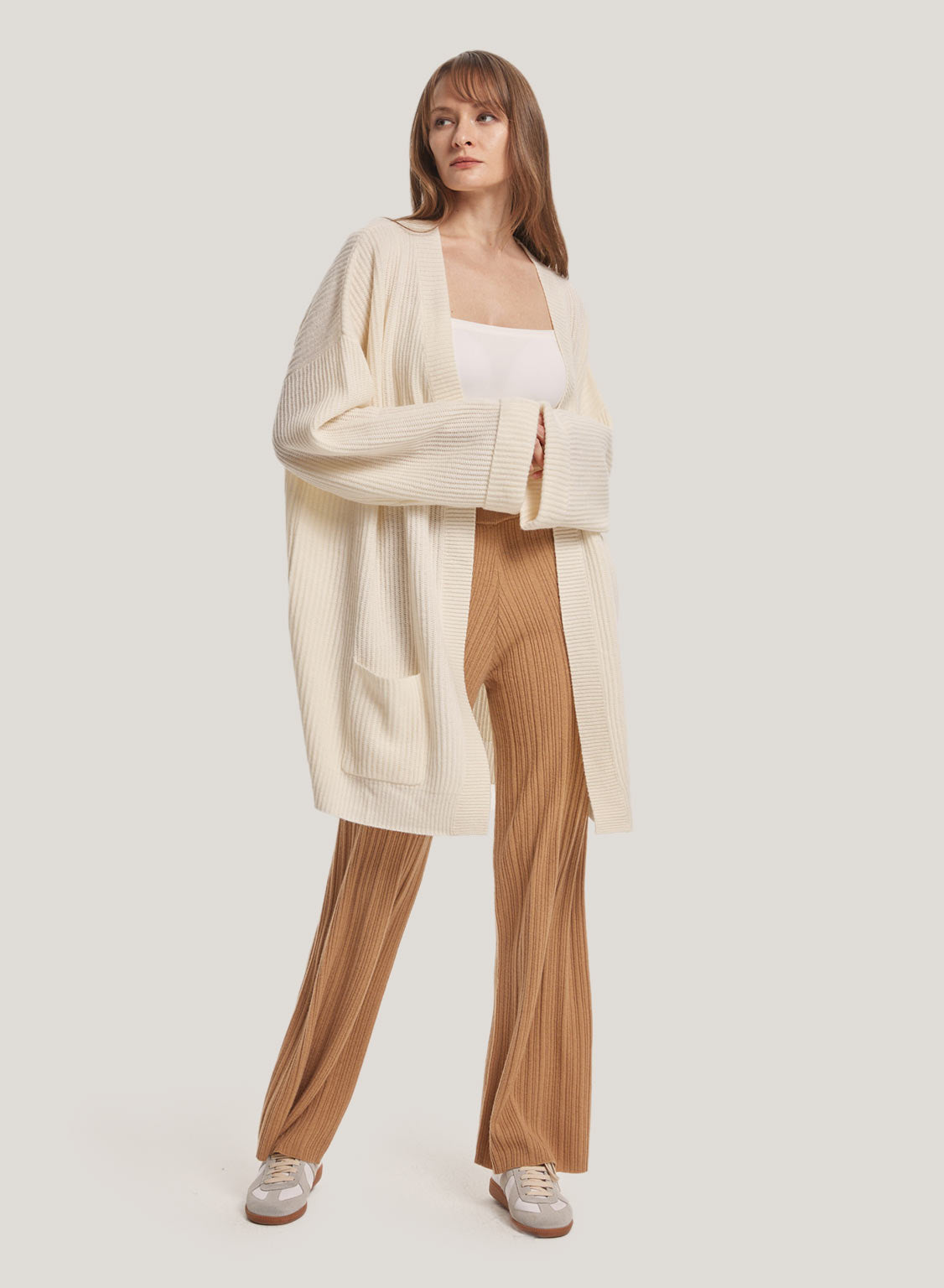 Wool-Cashmere Wide-Leg Trousers - Camel, M image