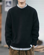 Waffle Crewneck Knit Jumper - Black, L image