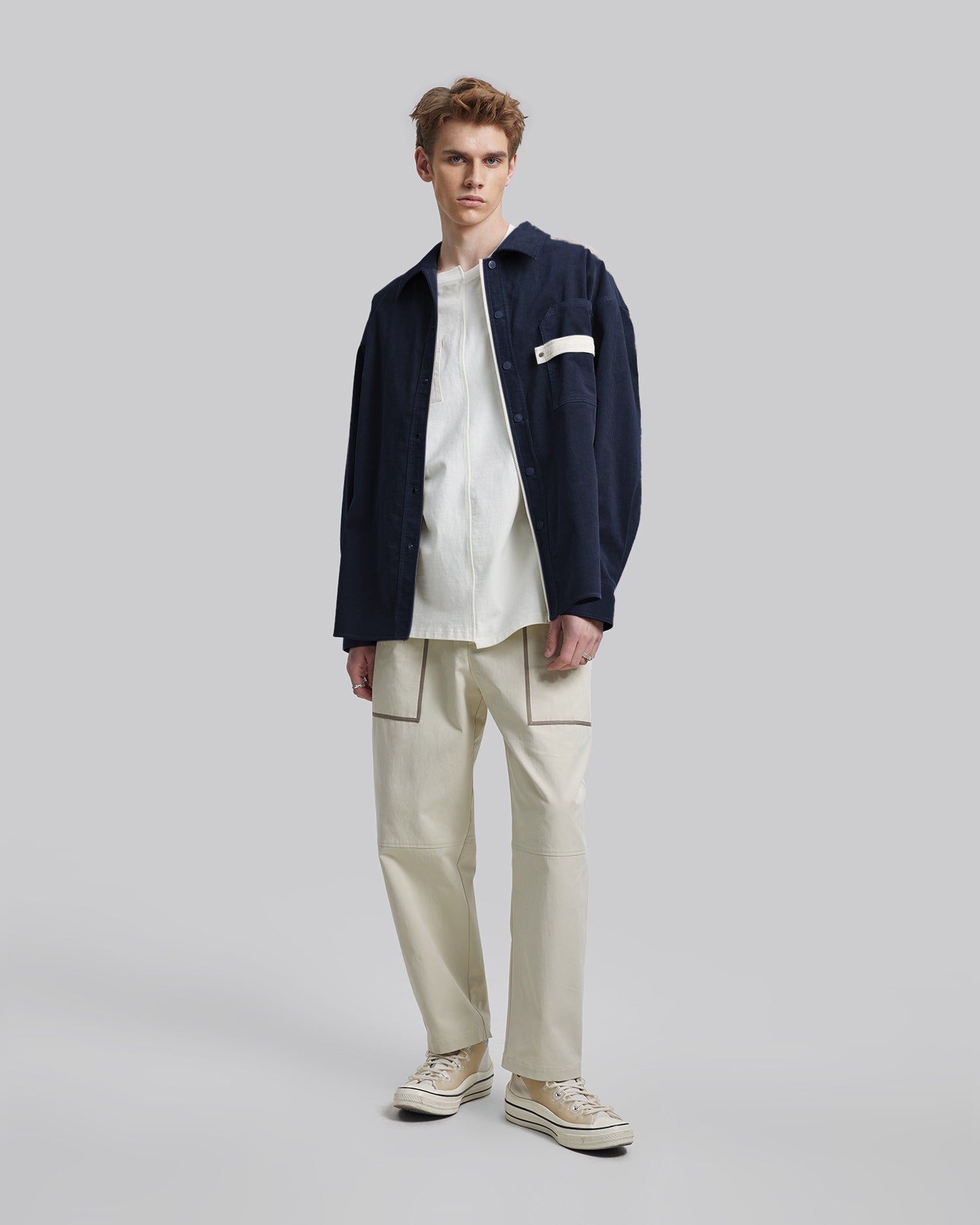 Unique Pocket Outer-Shirt - Dark Blue, S image