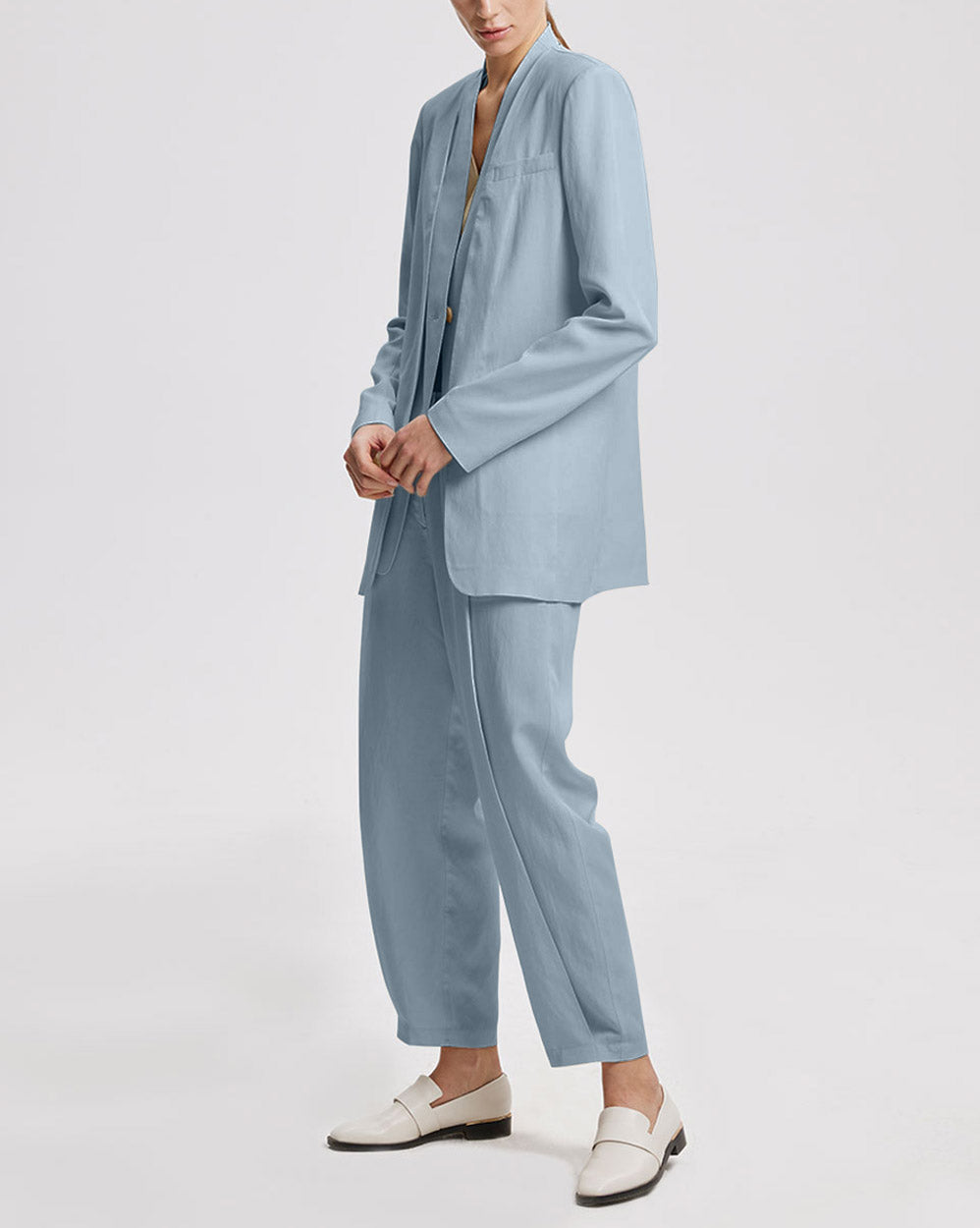 Linen Layered Blazer - Baby blue, XS image