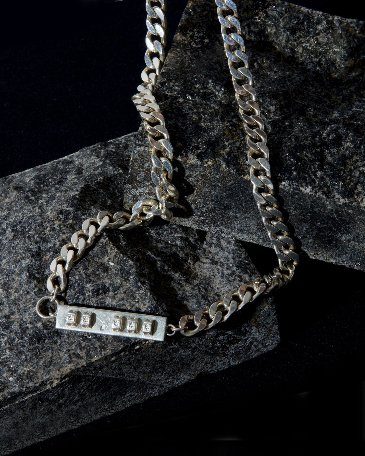 Silver Bold Curb Chain with Plate image 3