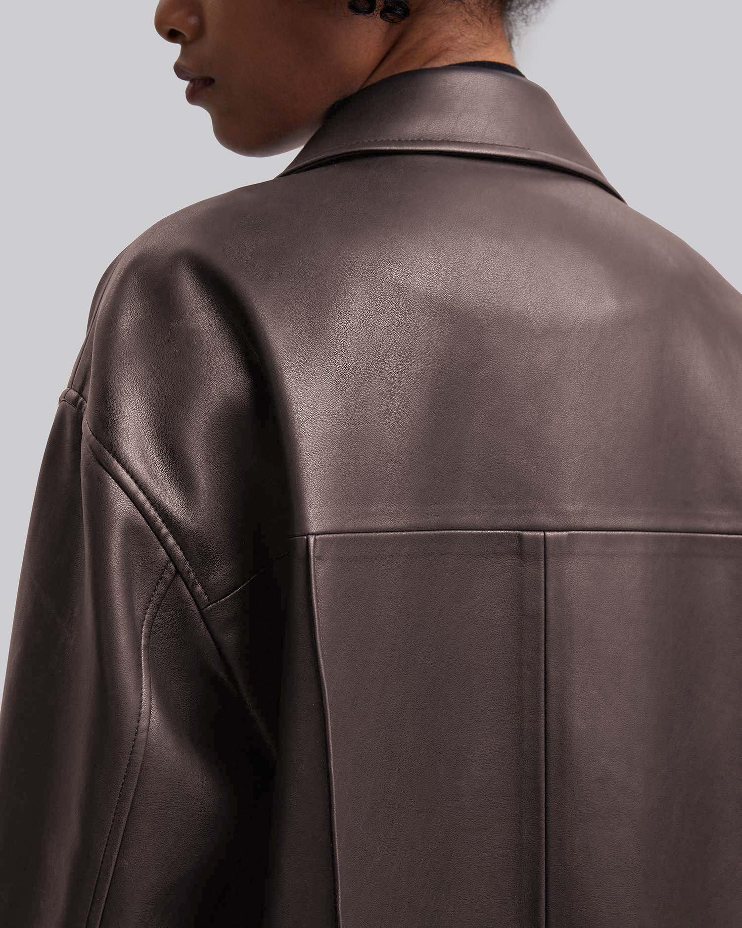 Faux Leather Coat with Pinched Pleats image 2