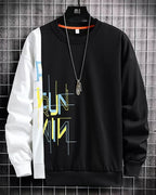 Misplaced Hem Crewneck Sweatshirt - Black&amp;White, M image