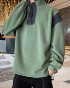 High Neck Half-Zip Pullover - Army Green, XXL image