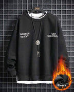 Fake Two-Piece Crew Sweatshirt - Black, M image
