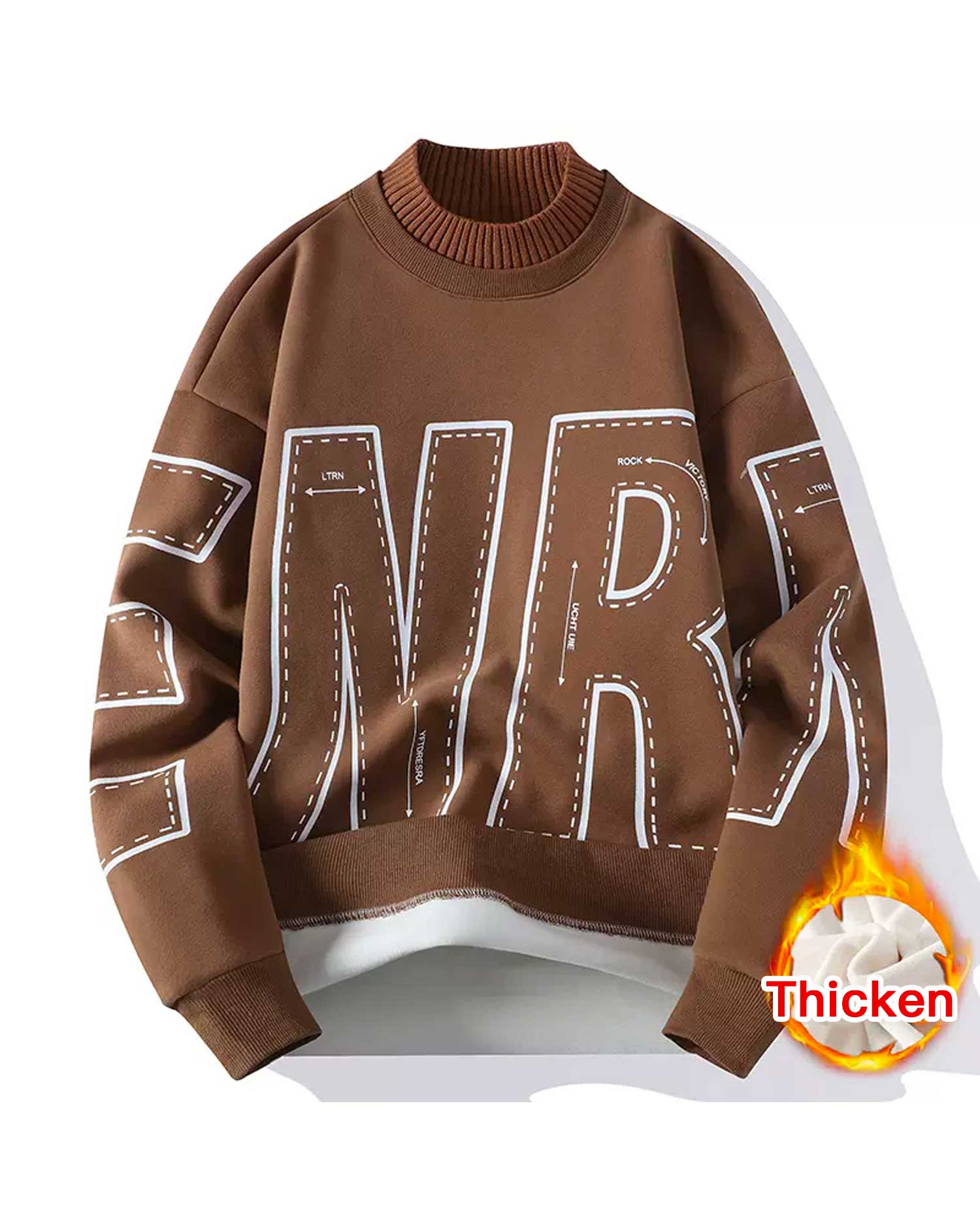 Fake Two-Piece Cotton Sweatshirt - Dark Wood, XXL image