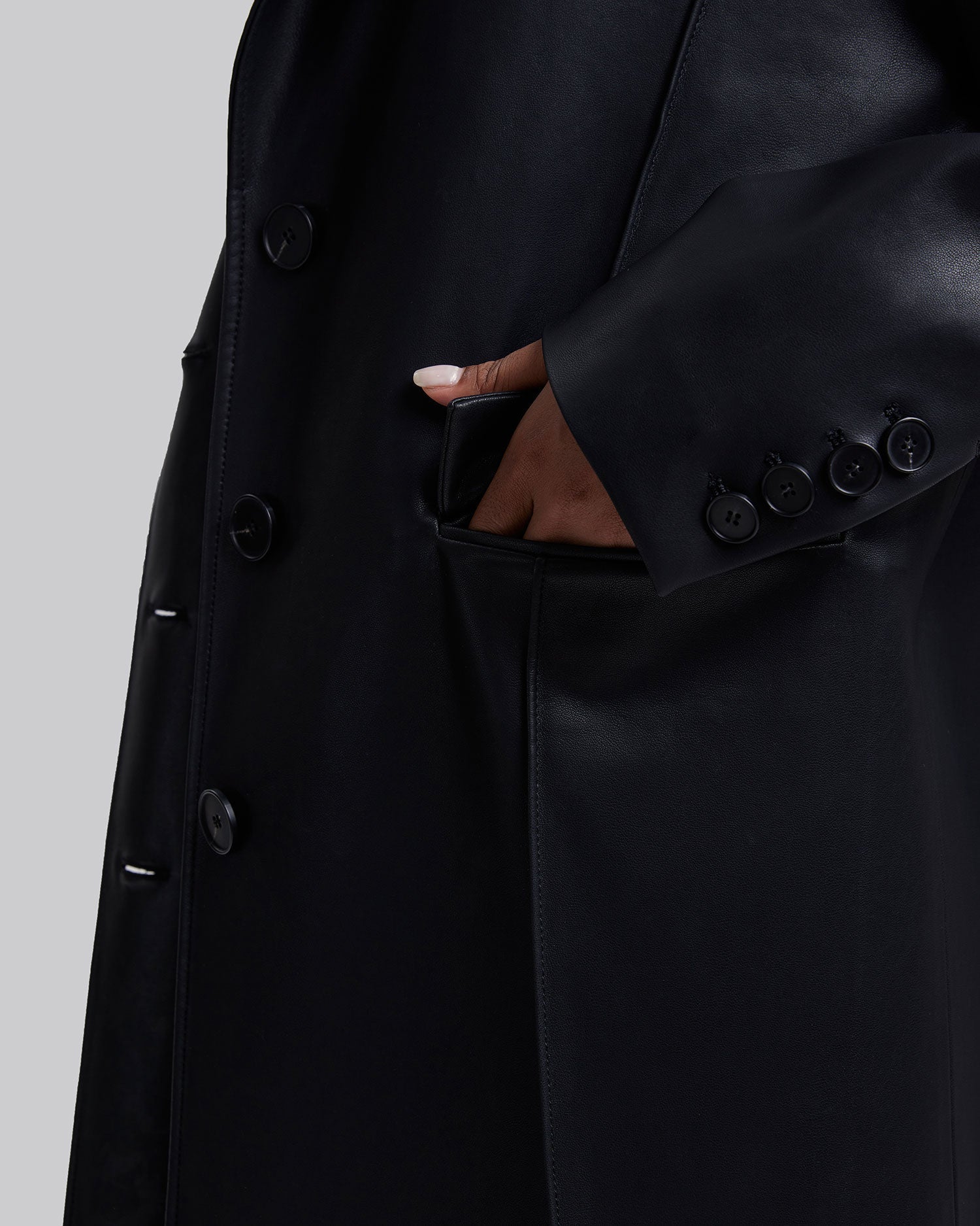 Faux Leather Coat with Pinched Pleats image 4