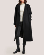 Belted One Button Long Wool Coat image 1