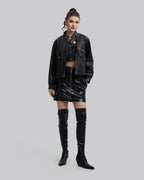 Faux-Leather Biker Jacket - Black, M image