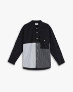 Black &amp; White Striped Patchwork Long-Sleeve Shirt image 0