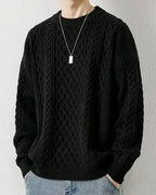 Crewneck Cable-Knit Jumper - Black, XL image
