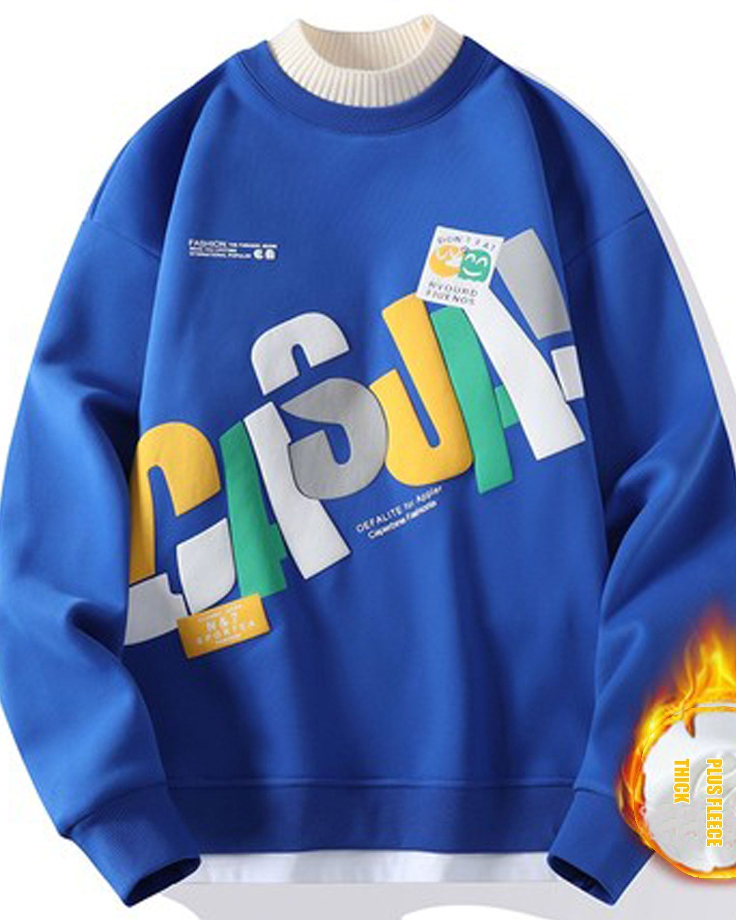 Fleece Lined Crewneck Sweatshirt - Navy, XXL image