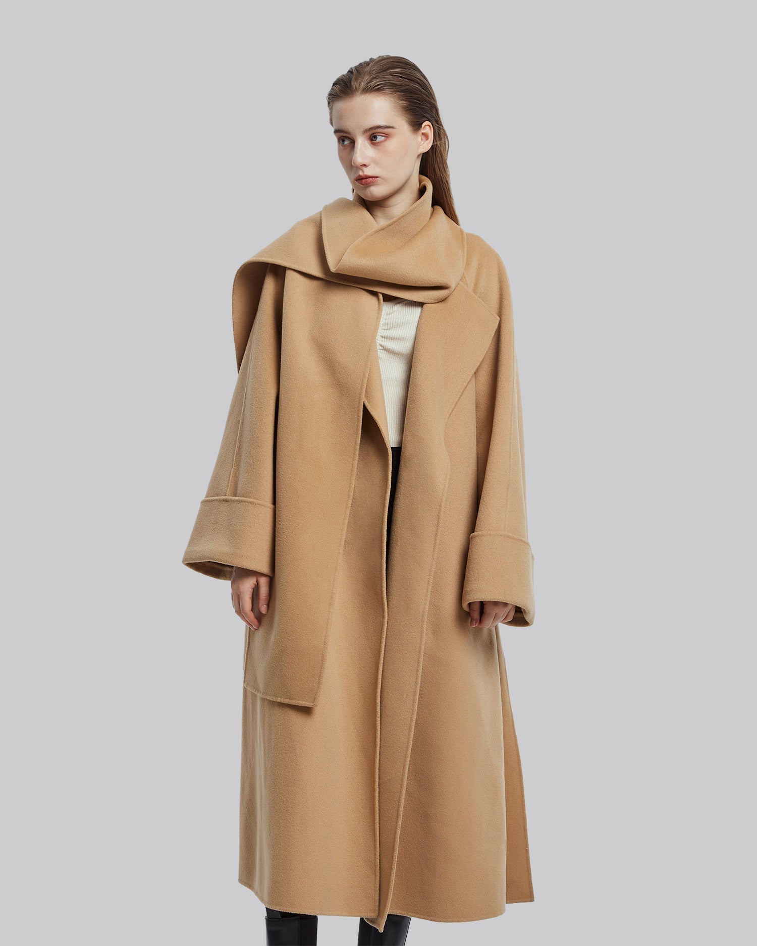 Wide Sleeves Cashmere Wrap Coat image 3