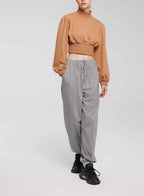 Vintage Mock Neck Sweatshirt - Shiny Brown, L image