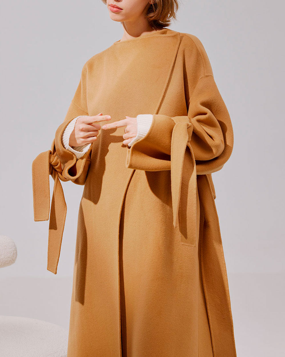 Tie Cuff Pure Wool Coat image 3