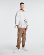 Classic Long-Sleeve Shirt With Prints - White, S image
