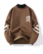 Fake Two-Piece Cotton Sweatshirt - Coffee, XXXL image